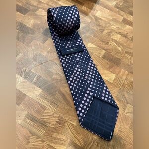 Burberry London Men’s Silk Tie – Navy & Pink Polka Dot